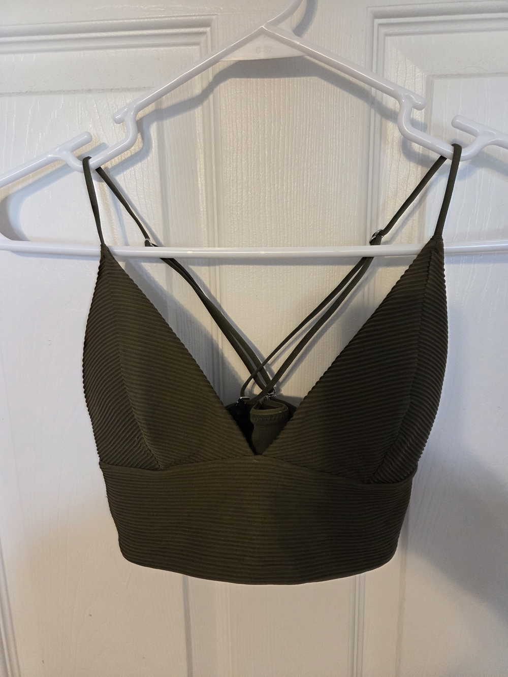 H&M Olive Green Ribbed Bikini Top